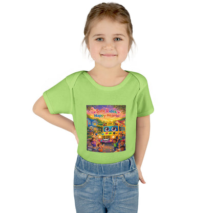 Lani™ Infant Baby Rib Bodysuit – "Safe Rides, Happy Hearts" Graphic