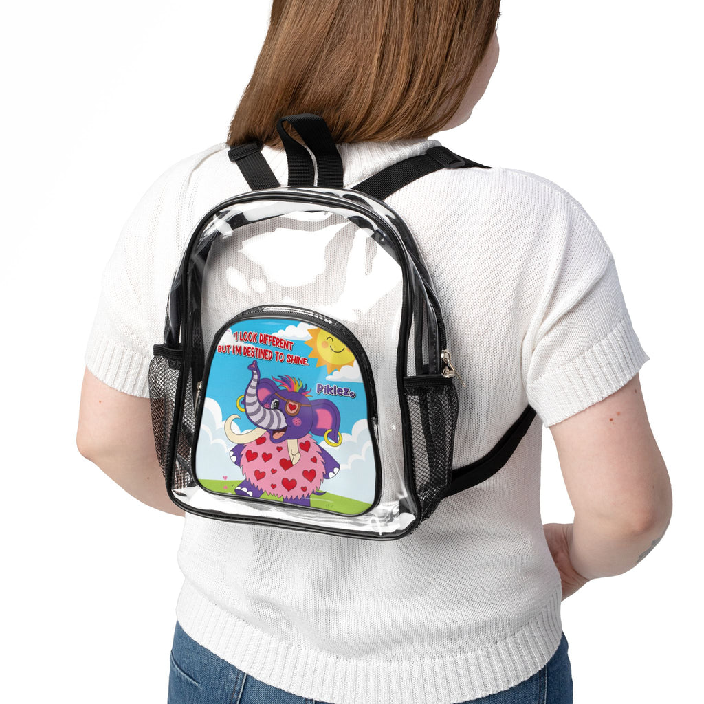 Piklez™ Clear Stadium Backpack – “Destined to Shine” Transparent Bag | Smile Universe Collection