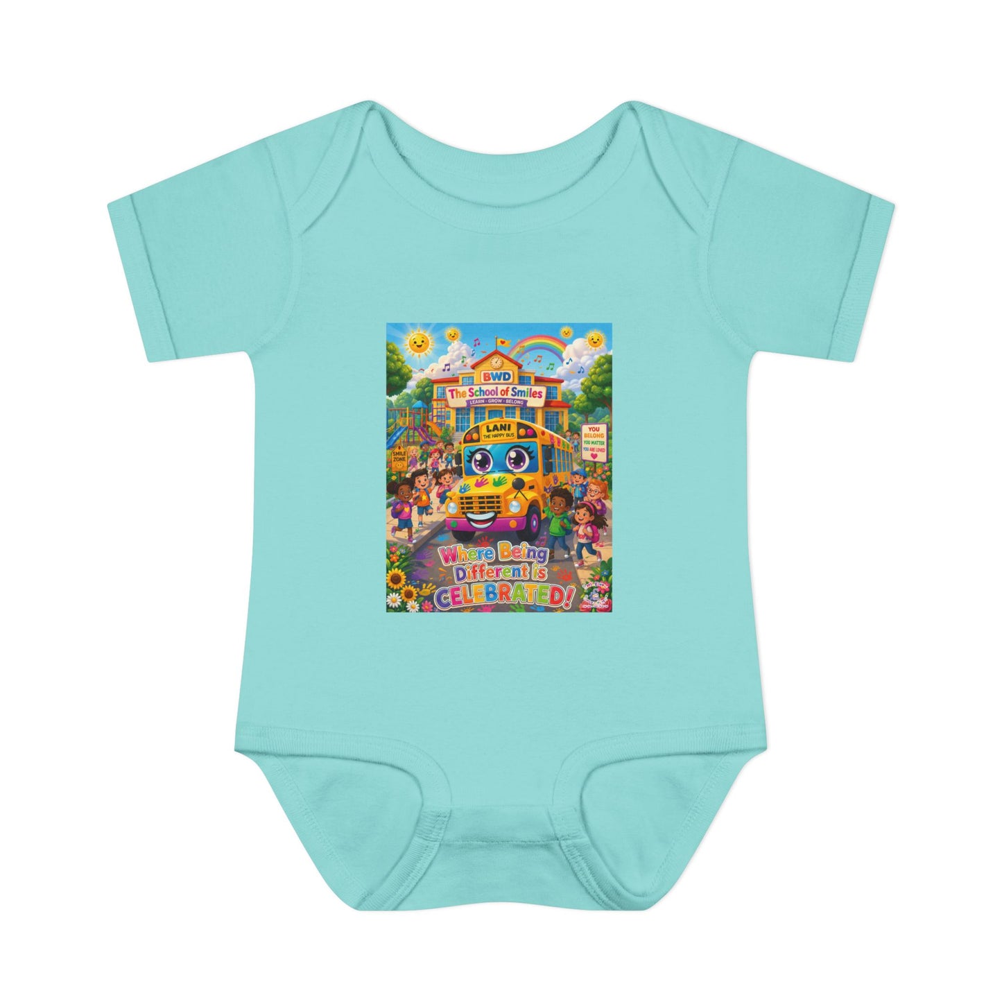 Lani™ Infant Baby Rib Bodysuit – "Where Being Different is CELEBRATED!" Graphic