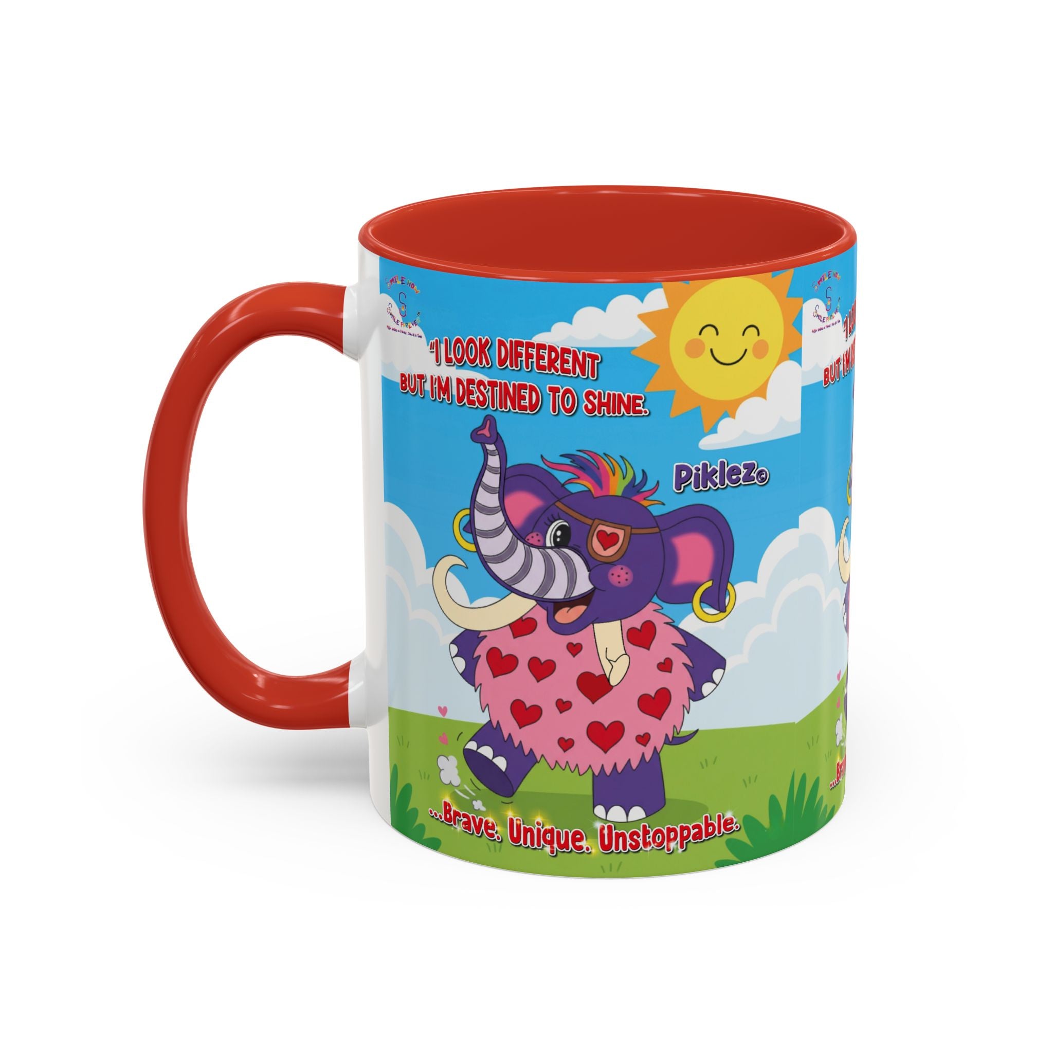 Piklez™ Accent Coffee Mug (11oz, 15oz) – “Destined to Shine” | Smile Universe Collection