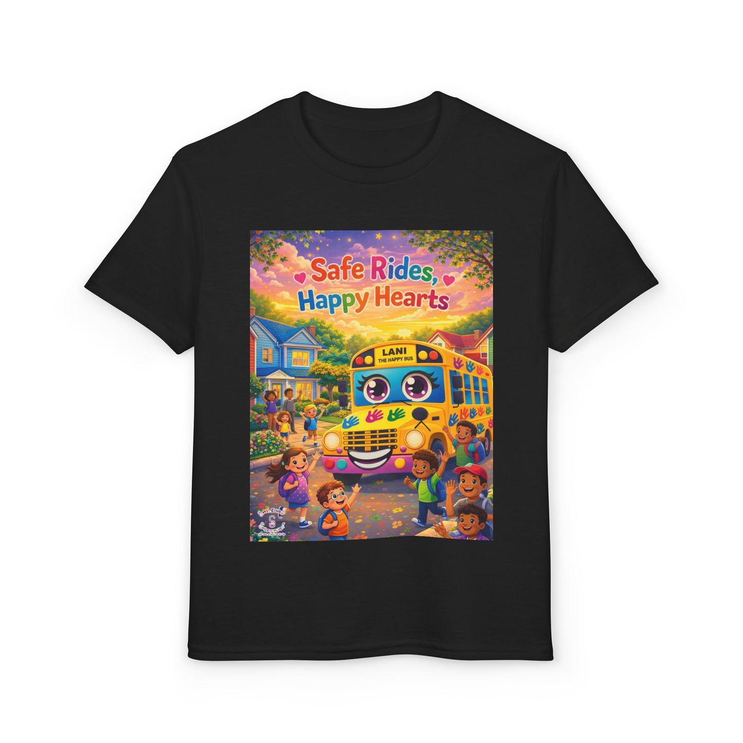 Lani™ Youth DryBlend® T-Shirt – "Safe Rides, Happy Hearts" Graphic
