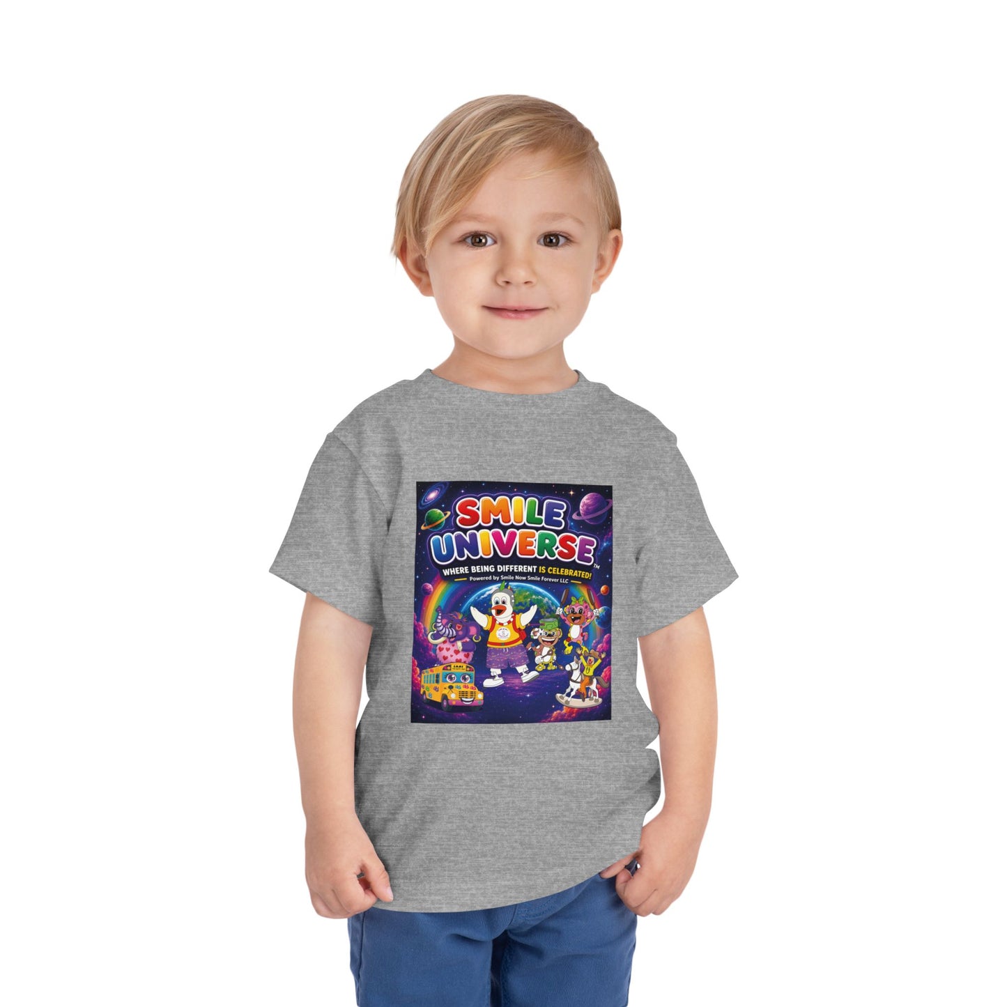 Smile Universe™ Toddler Short Sleeve Tee – "Where Being Different is CELEBRATED!" Graphic