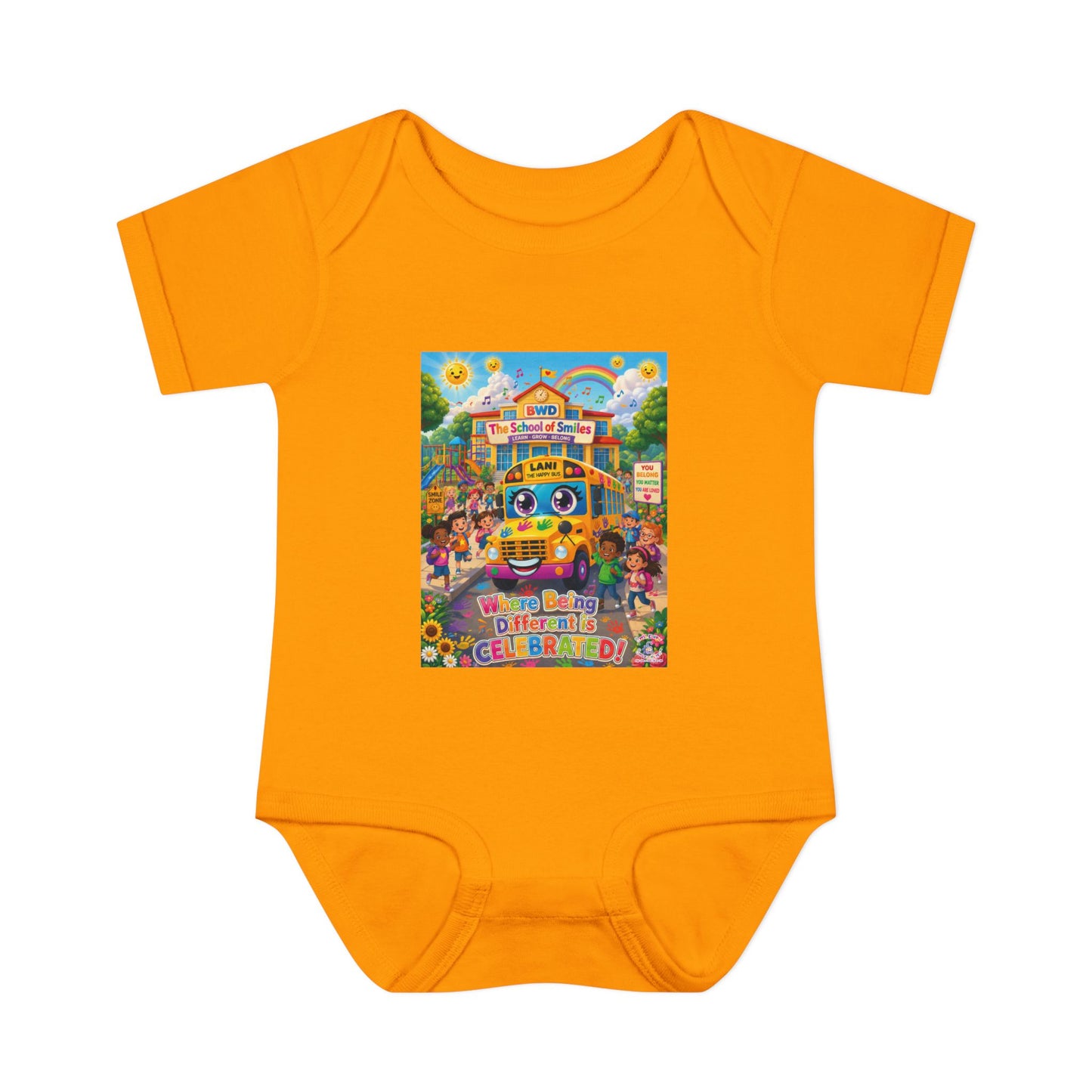 Lani™ Infant Baby Rib Bodysuit – "Where Being Different is CELEBRATED!" Graphic