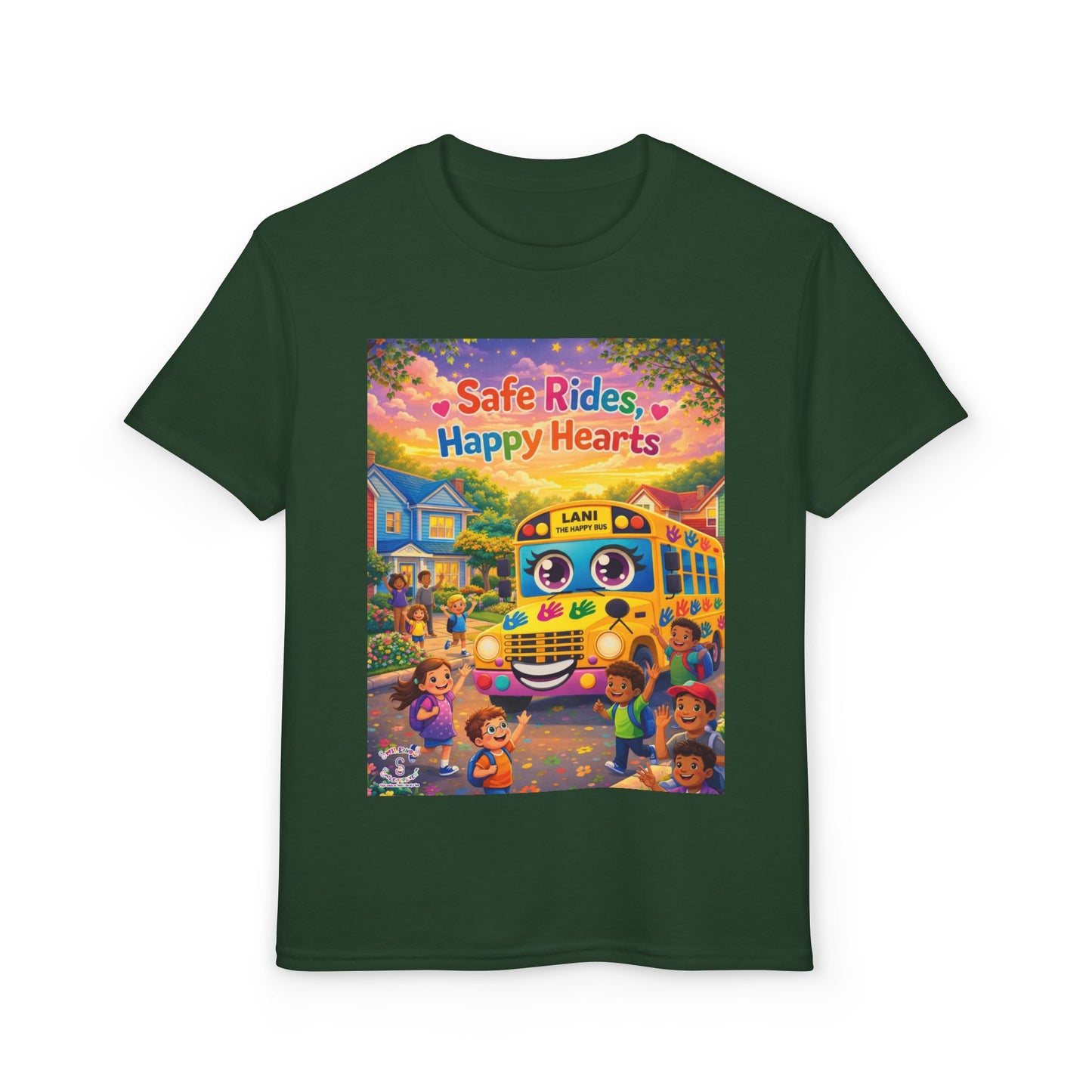 Lani™ Youth DryBlend® T-Shirt – "Safe Rides, Happy Hearts" Graphic