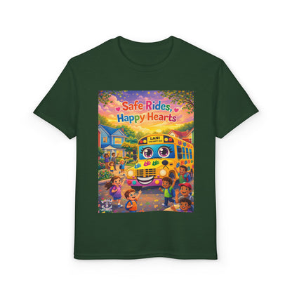 Lani™ Youth DryBlend® T-Shirt – "Safe Rides, Happy Hearts" Graphic