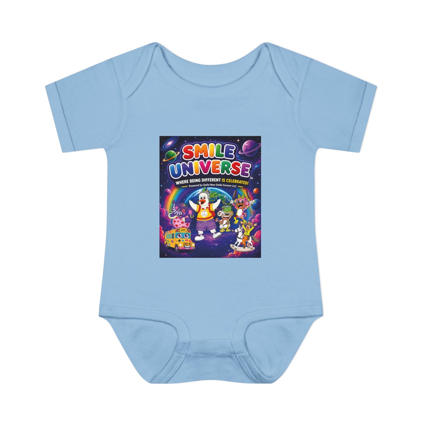 Smile Universe™ Infant Baby Rib Bodysuit – "Where Being Different is CELEBRATED!" Graphic