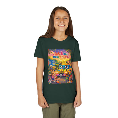 Lani™ Youth Short Sleeve Tee – "Safe Rides, Happy Hearts" Graphic