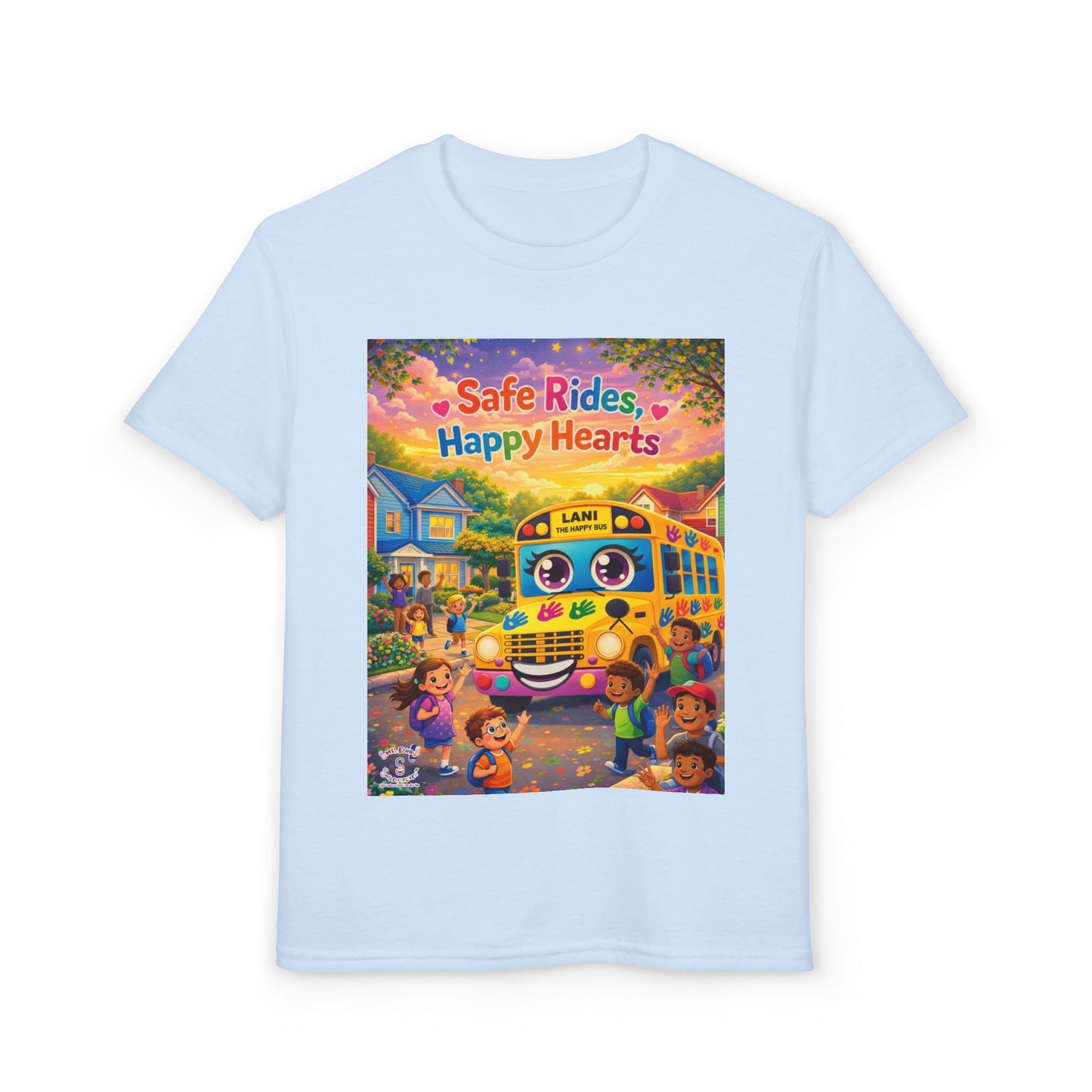Lani™ Youth DryBlend® T-Shirt – "Safe Rides, Happy Hearts" Graphic