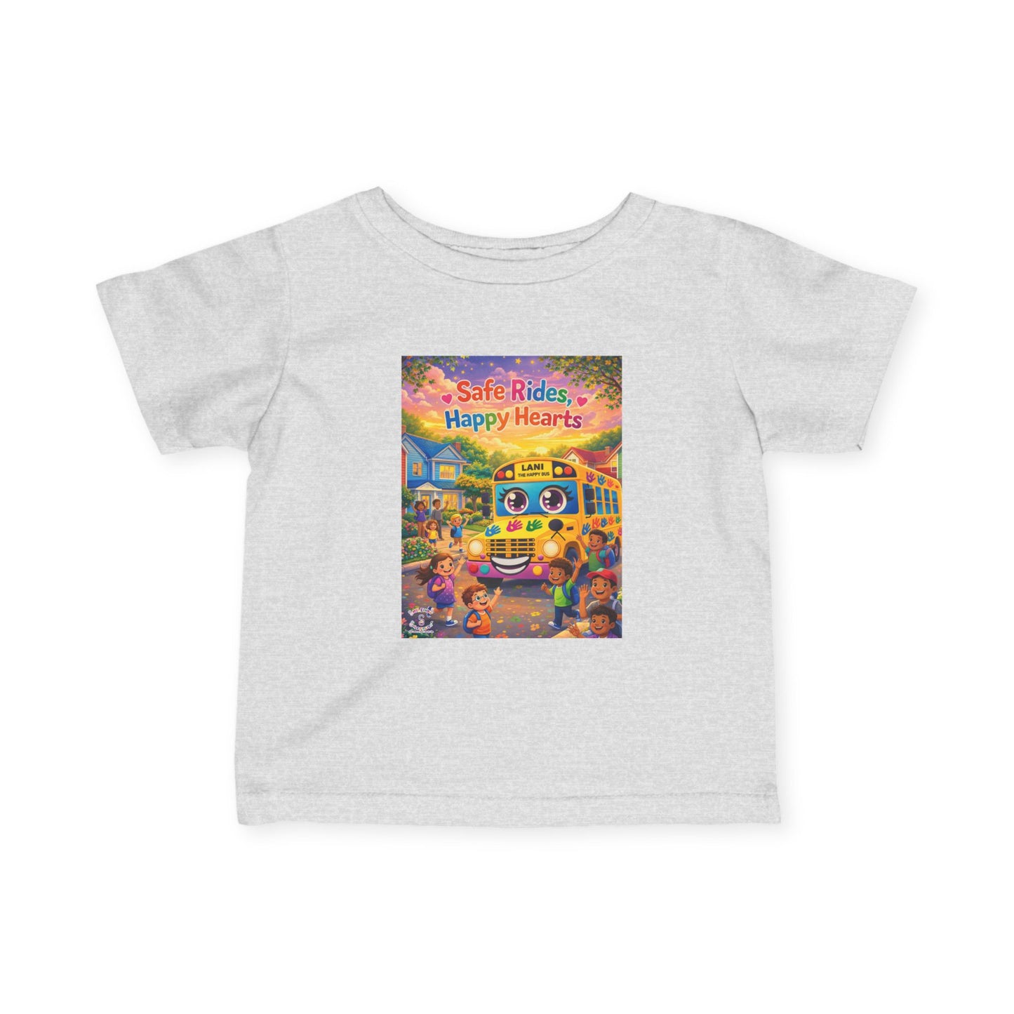Lani™ Infant Fine Jersey Tee – "Safe Rides, Happy Hearts" Graphic