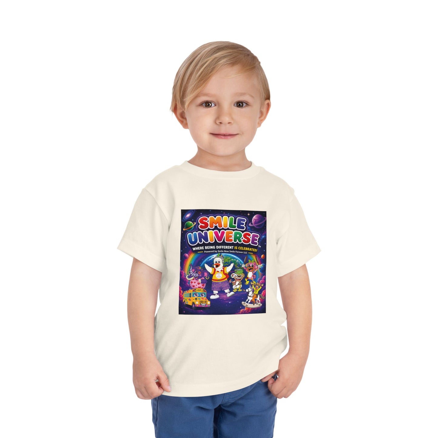 Smile Universe™ Toddler Short Sleeve Tee – "Where Being Different is CELEBRATED!" Graphic