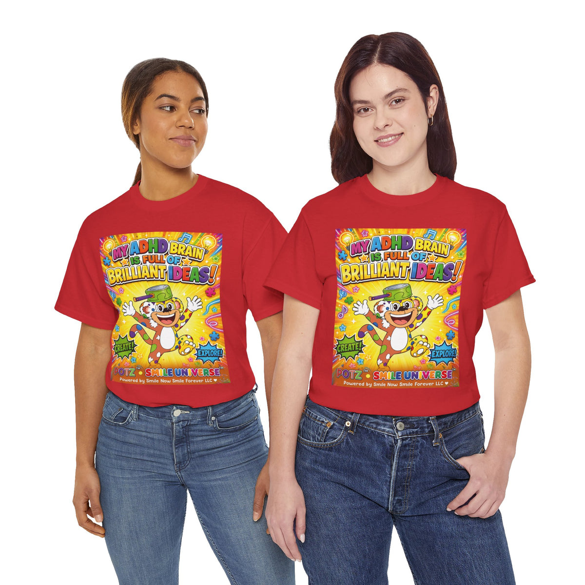 Potz™ Unisex Heavy Cotton™ Tee – "My ADHD Brain is Full of Brilliant Ideas!" Graphic Tee | Smile Universe Collection
