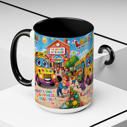 Lani™ Accent Coffee Mug (11oz & 15oz) – "Let's Sing Happiness Together!" Graphic