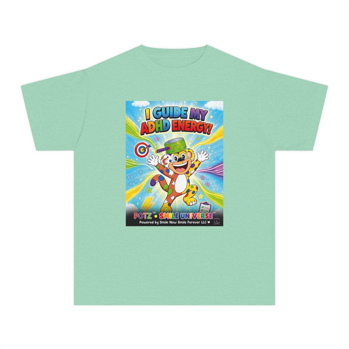 Potz™ Youth Midweight Tee – "I Guide My ADHD Energy!" Graphic Tee | Smile Universe Collection