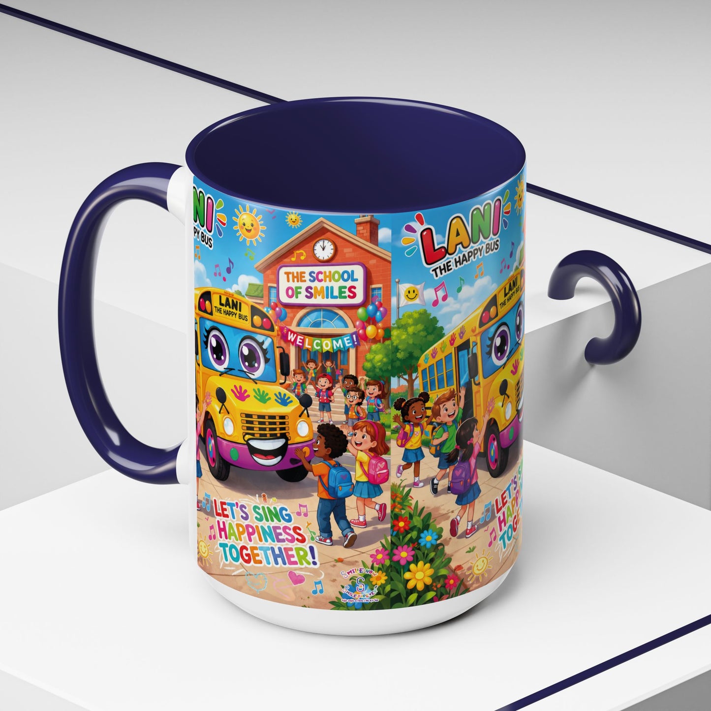 Lani™ Accent Coffee Mug (11oz & 15oz) – "Let's Sing Happiness Together!" Graphic