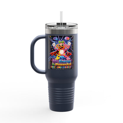 Panz™ Insulated Travel Mug 40oz – "My Energy is Powerful" Graphic Tumbler | Smile Universe Collection