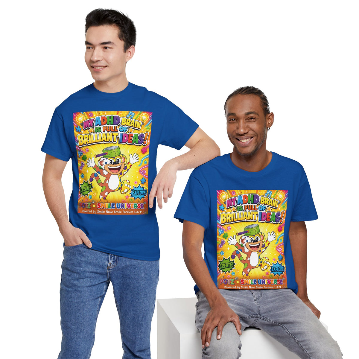 Potz™ Unisex Heavy Cotton™ Tee – "My ADHD Brain is Full of Brilliant Ideas!" Graphic Tee | Smile Universe Collection
