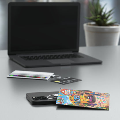 Lani™ Saffiano Leather Card Holder – "Let's Sing Happiness Together!" Graphic