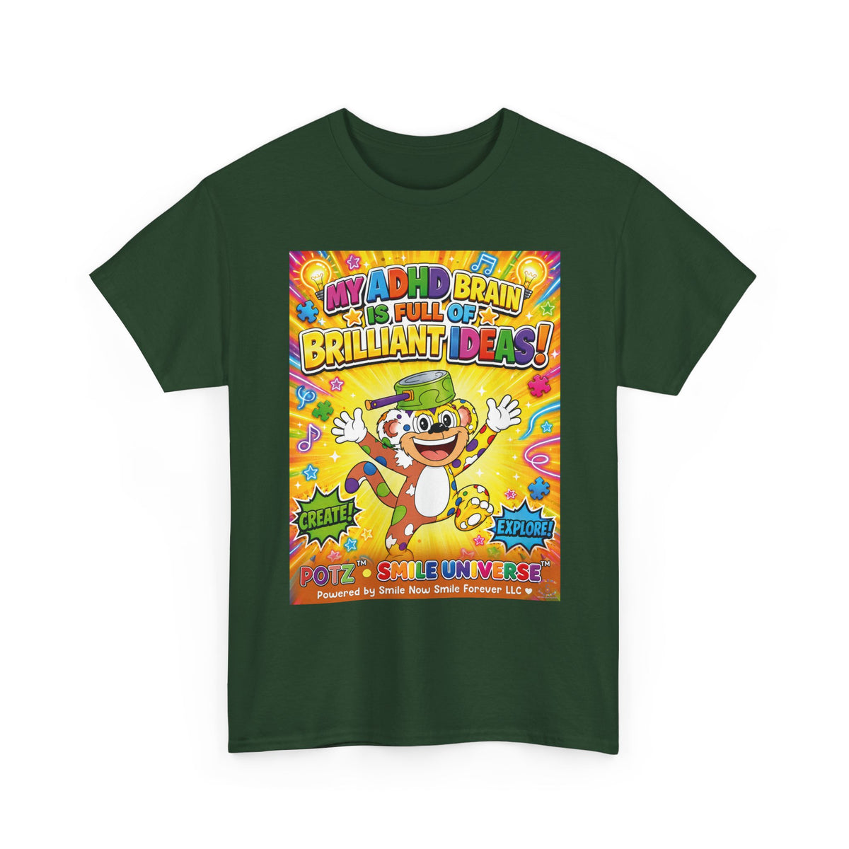 Potz™ Unisex Heavy Cotton™ Tee – "My ADHD Brain is Full of Brilliant Ideas!" Graphic Tee | Smile Universe Collection