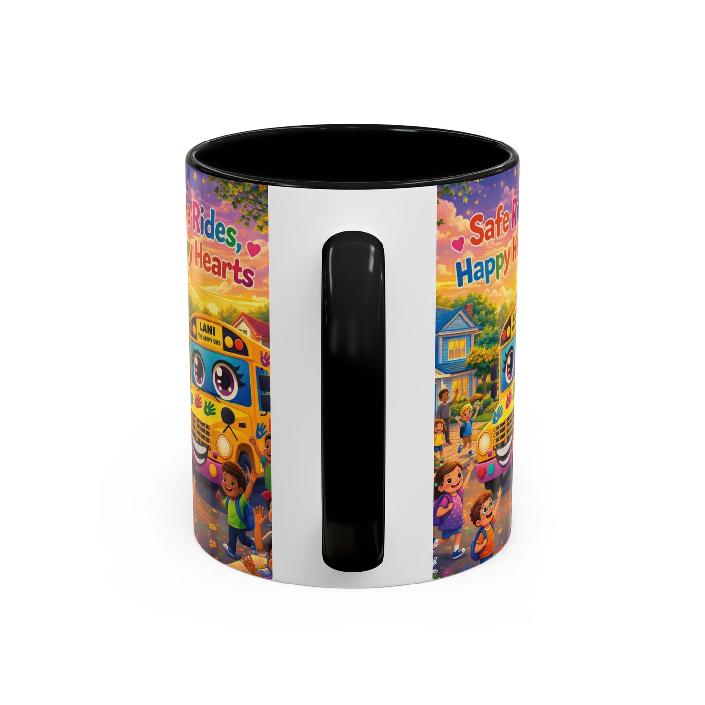 Lani™ Accent Coffee Mug (11oz & 15oz) – "Safe Rides, Happy Hearts" Graphic