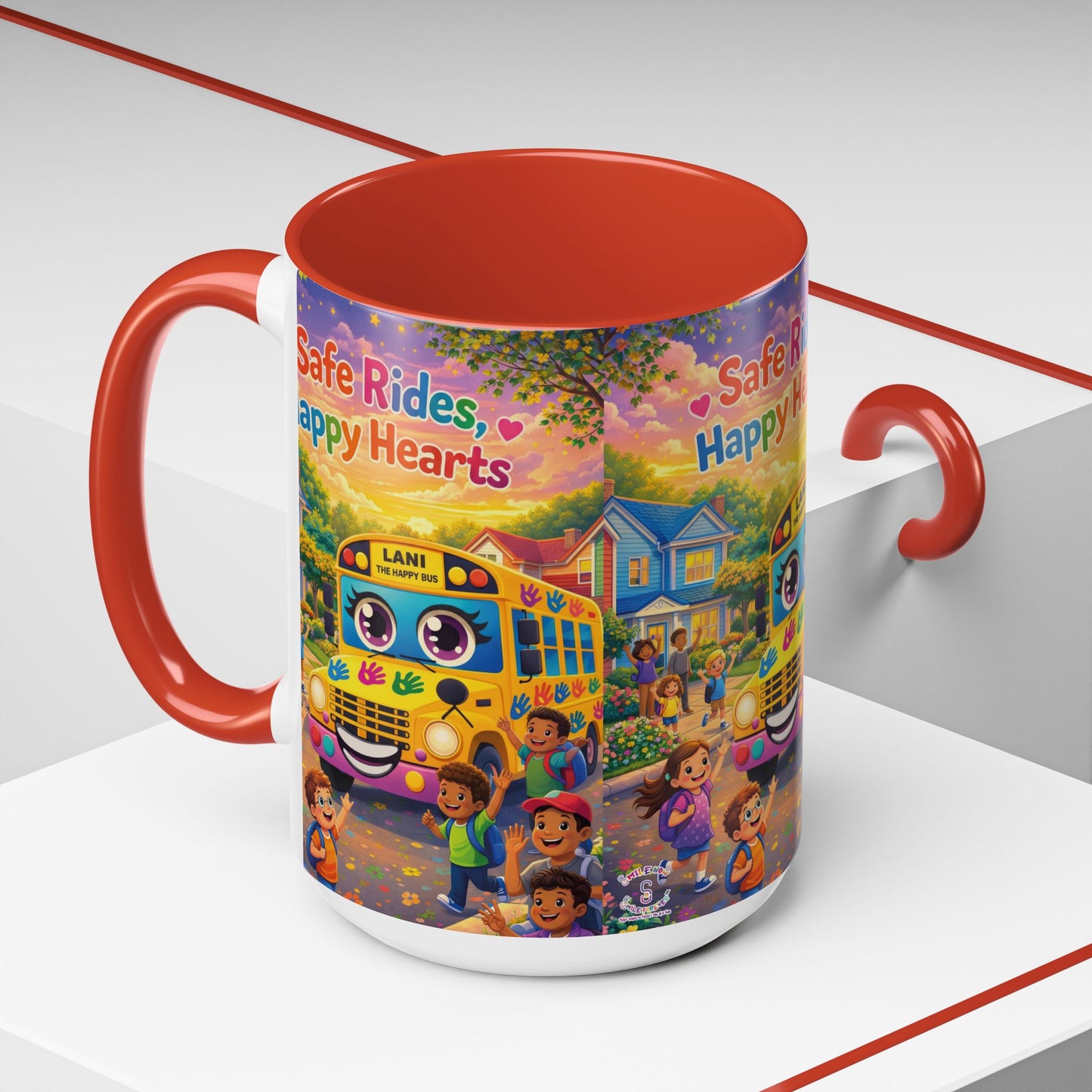 Lani™ Accent Coffee Mug (11oz & 15oz) – "Safe Rides, Happy Hearts" Graphic