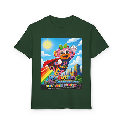 Panz™ Youth DryBlend® T-Shirt – "My Autism is My Superpower" Graphic | Smile Universe Collection