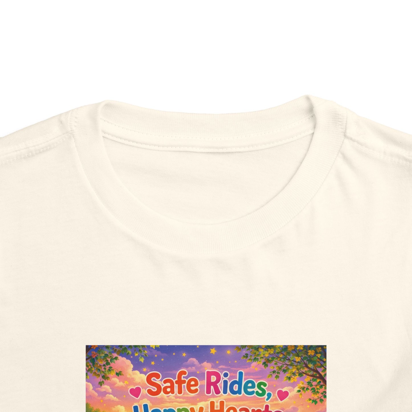 Lani™ Toddler Short Sleeve Tee – "Safe Rides, Happy Hearts" Graphic