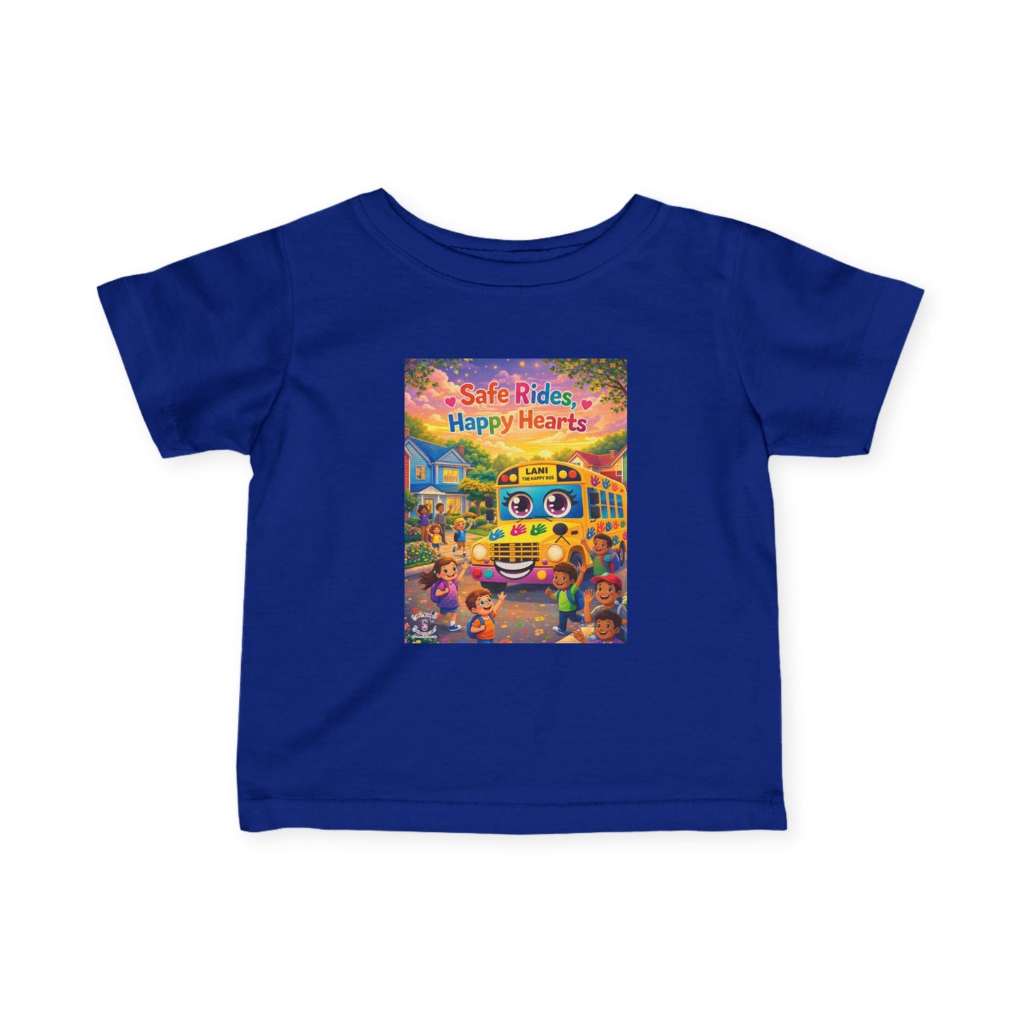 Lani™ Infant Fine Jersey Tee – "Safe Rides, Happy Hearts" Graphic