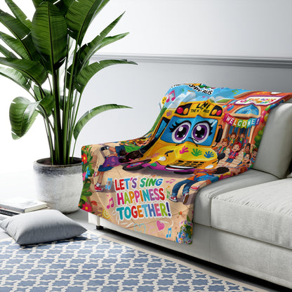 Sherpa Blanket — Lani the Happy Bus "Let's Sing Happiness Together" Kids Throw