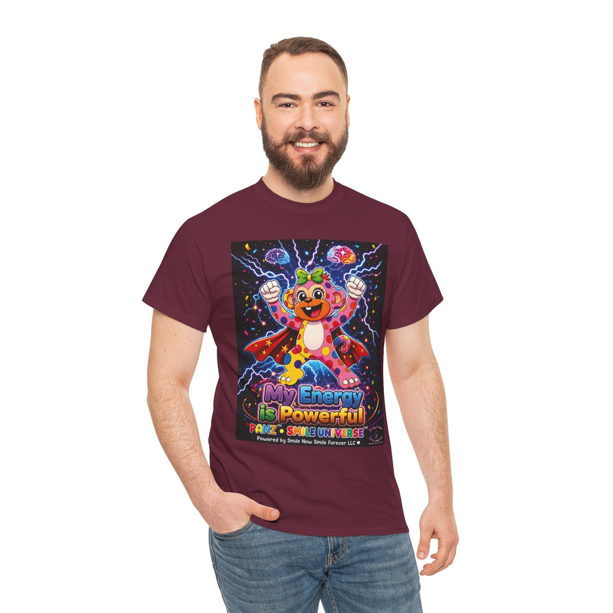 Panz™ Unisex Heavy Cotton™ Tee For Adult – "My Energy is Powerful" Graphic Tee | Smile Universe Collection