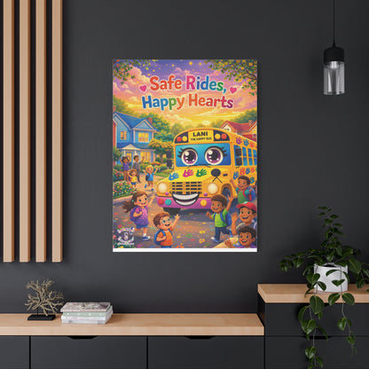 Lani™ Matte Canvas, Stretched 1.25" – "Safe Rides, Happy Hearts" Graphic Wall Art