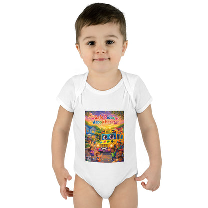 Lani™ Infant Baby Rib Bodysuit – "Safe Rides, Happy Hearts" Graphic