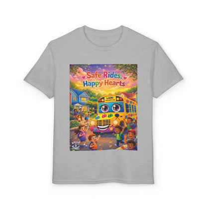 Lani™ Youth DryBlend® T-Shirt – "Safe Rides, Happy Hearts" Graphic