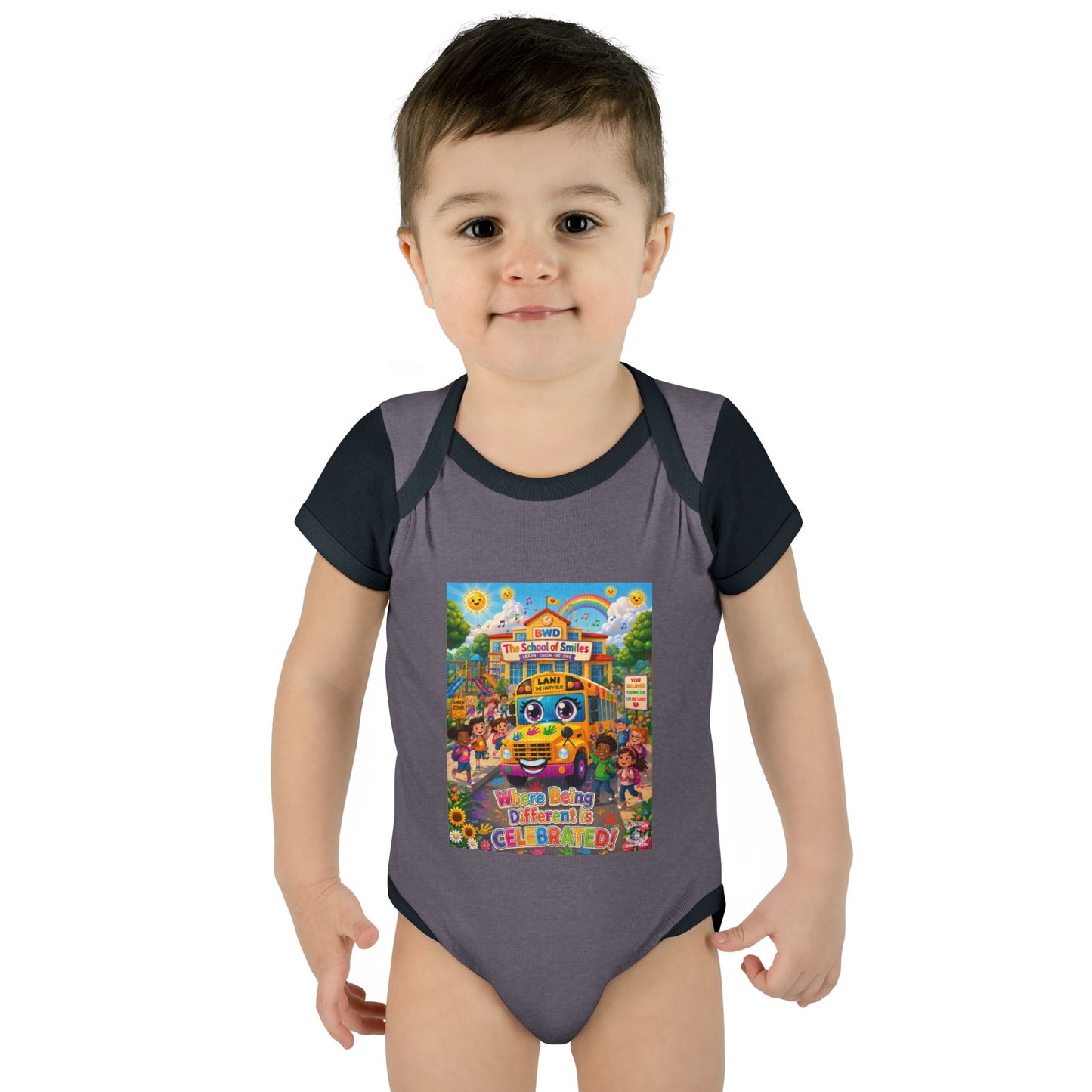 Lani™ Infant Baby Rib Bodysuit – "Where Being Different is CELEBRATED!" Graphic