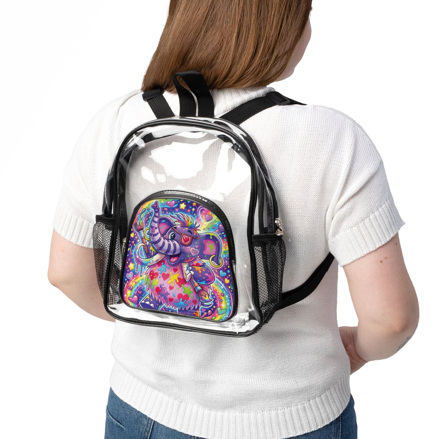 Piklez™ Clear Stadium Backpack – "Magic Paint!" Graphic | Smile Universe Collection