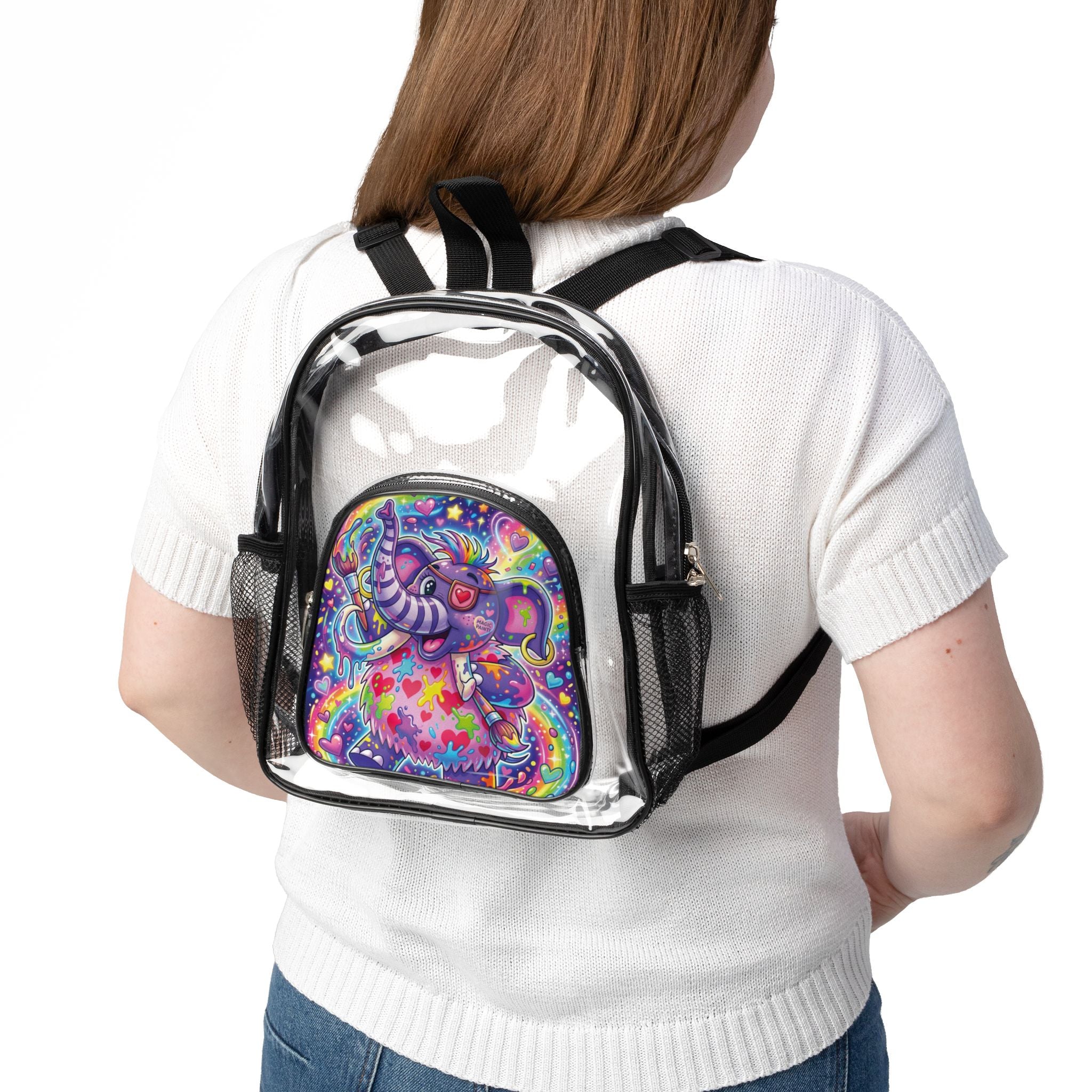 Piklez™ Clear Stadium Backpack – "Magic Paint!" Graphic | Smile Universe Collection