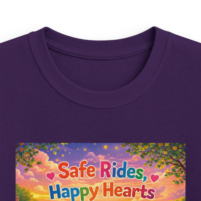 Lani™ Kids Softstyle Tee – "Safe Rides, Happy Hearts" Graphic