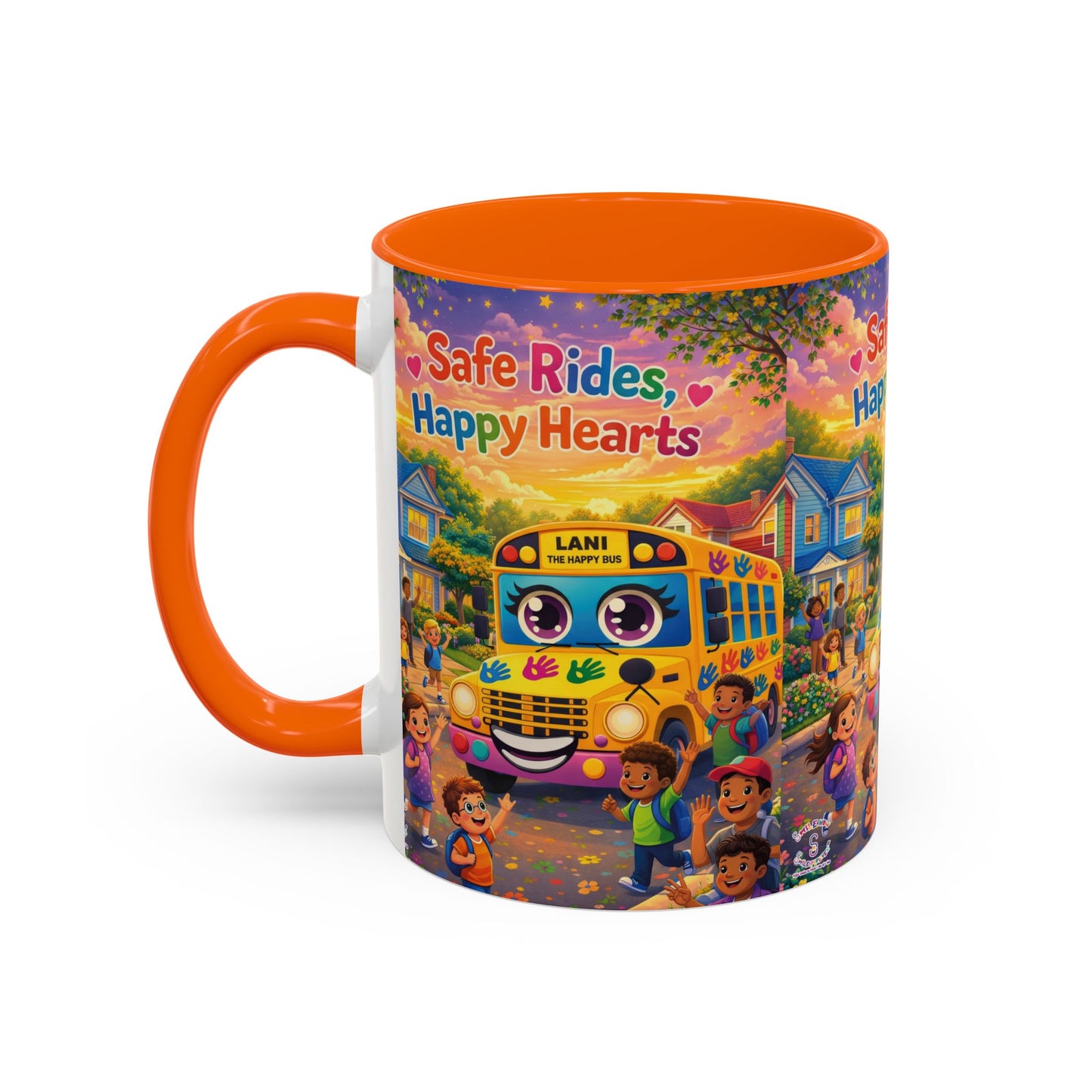 Lani™ Accent Coffee Mug (11oz & 15oz) – "Safe Rides, Happy Hearts" Graphic