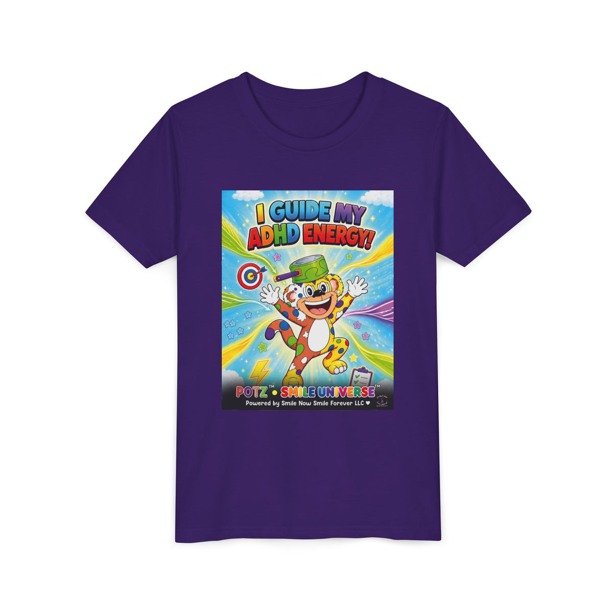 Potz™ Youth Short Sleeve Tee – "I Guide My ADHD Energy!" Graphic Tee | Smile Universe Collection