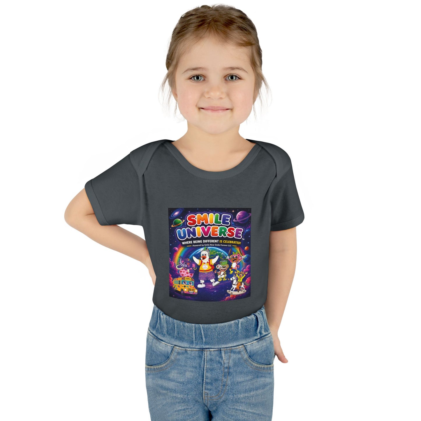 Smile Universe™ Infant Baby Rib Bodysuit – "Where Being Different is CELEBRATED!" Graphic