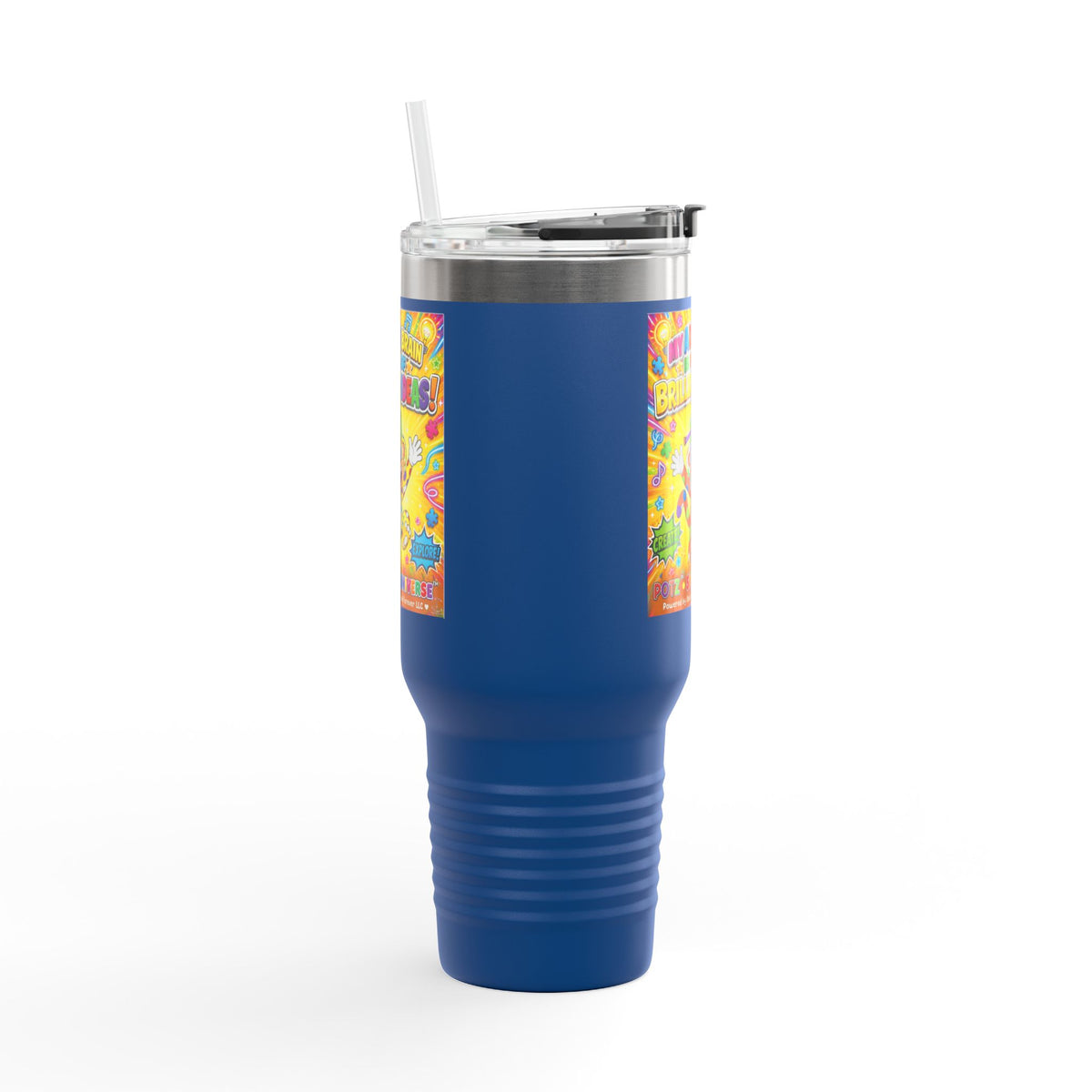 Potz™ Insulated Travel Mug 40oz – "My ADHD Brain is Full of Brilliant Ideas!" Graphic Tumbler | Smile Universe Collection