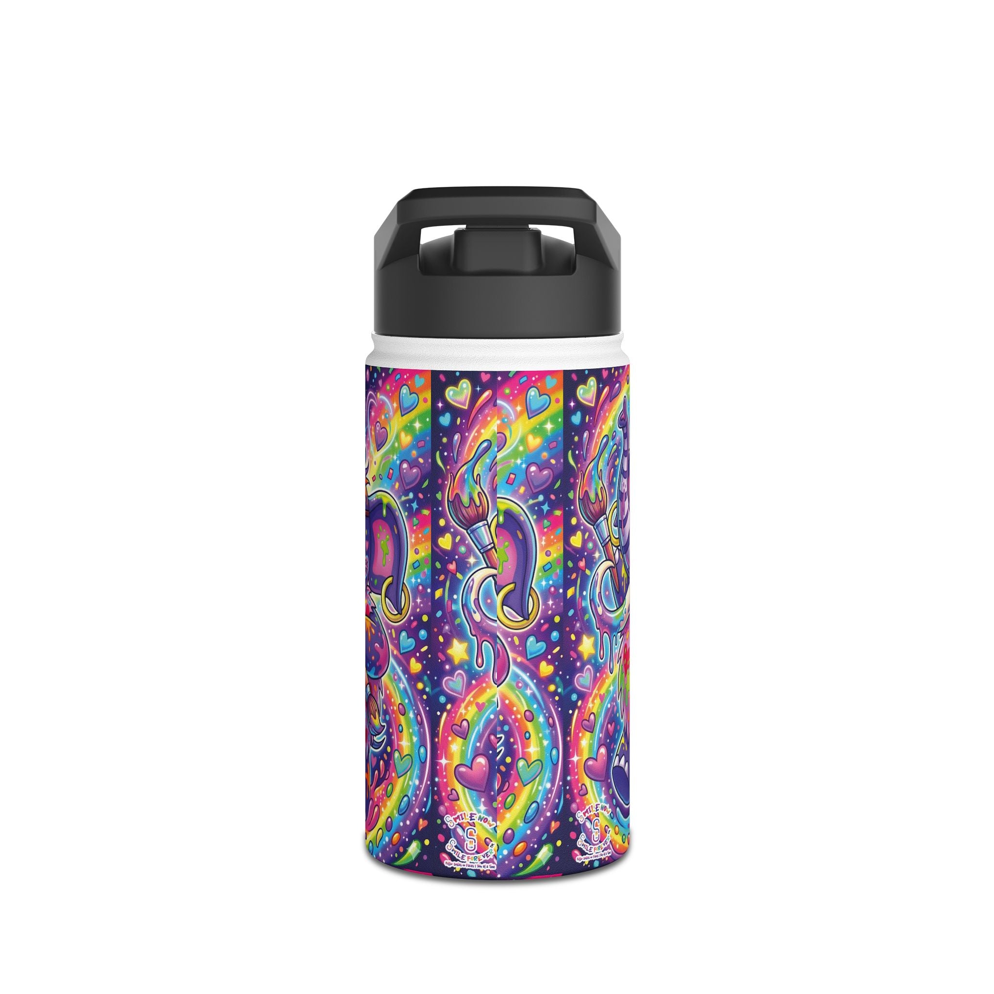 Piklez™ Stainless Steel Water Bottle with Standard Lid – "Magic Paint!" Graphic | Smile Universe Collection