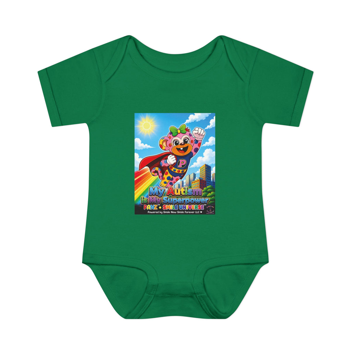 Panz™ Infant Baby Rib Bodysuit – "My Autism is My Superpower" Graphic | Smile Universe Collection