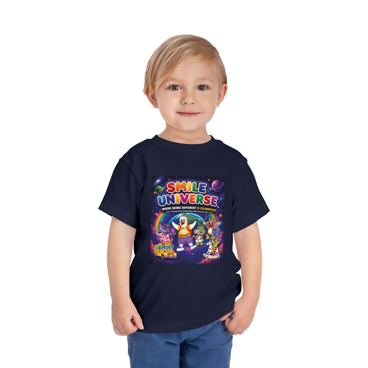 Smile Universe™ Toddler Short Sleeve Tee – "Where Being Different is CELEBRATED!" Graphic