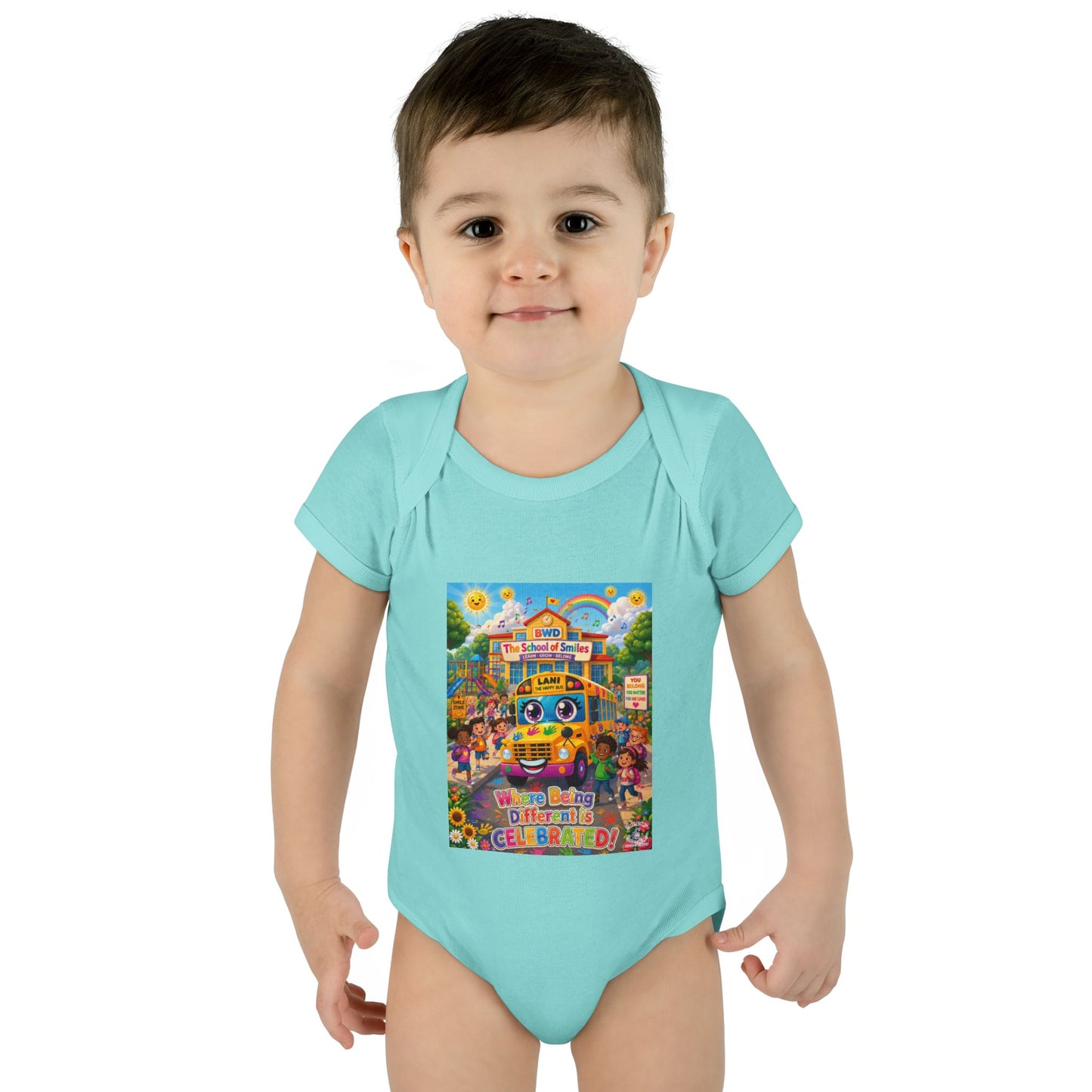 Lani™ Infant Baby Rib Bodysuit – "Where Being Different is CELEBRATED!" Graphic