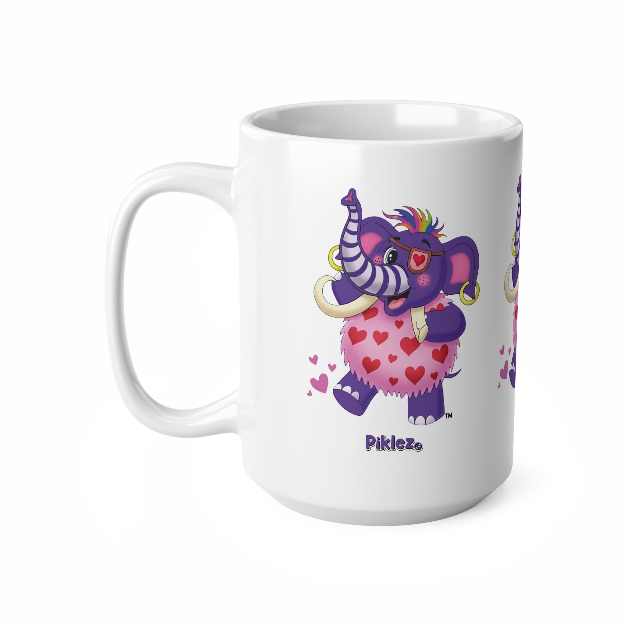 Piklez™ 11oz, 15oz Ceramic Coffee Cup – "Full of Love!" Graphic | Smile Universe Collection