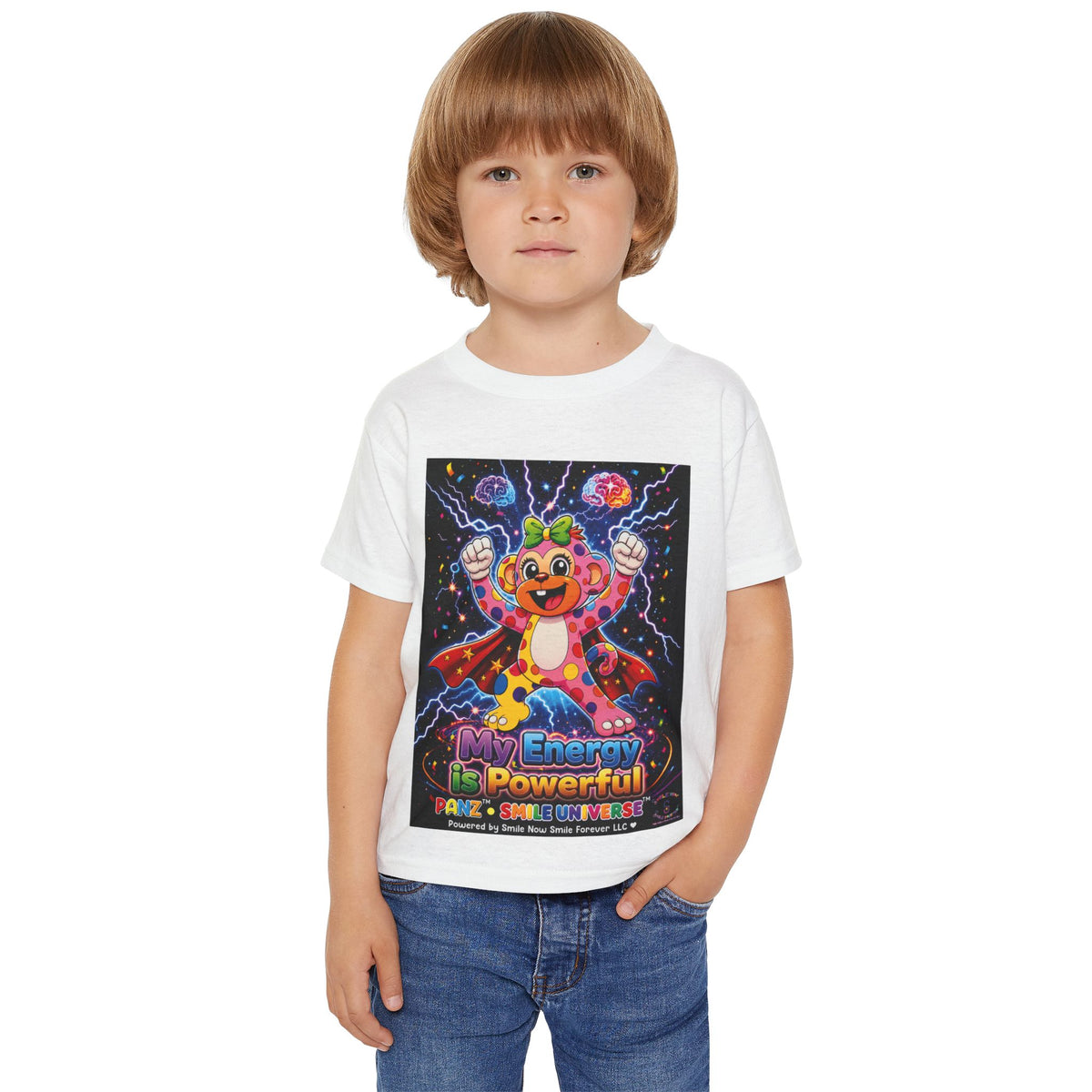 Panz™ Heavy Cotton™ Toddler T-Shirt – "My Energy is Powerful" Graphic Tee | Smile Universe Collection
