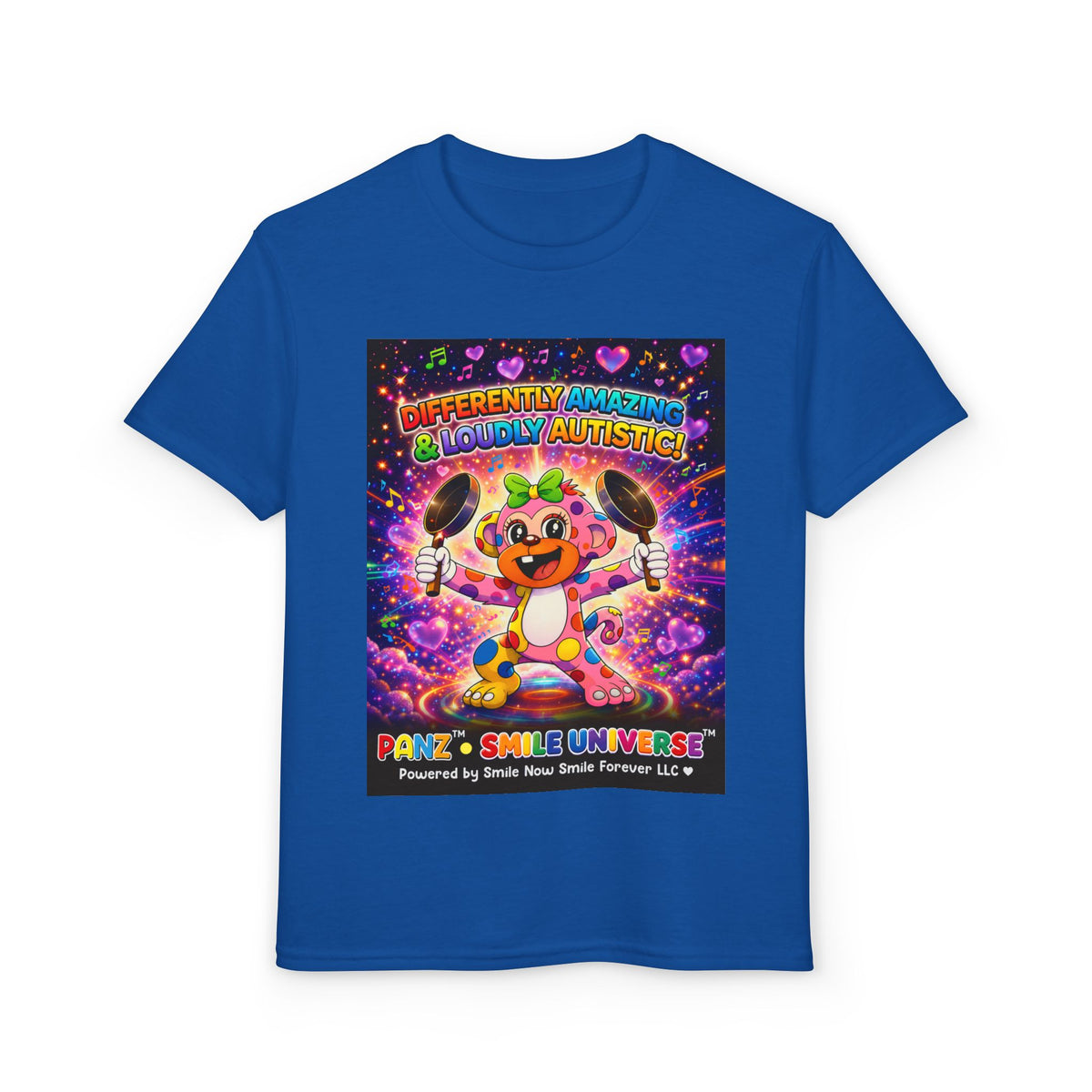 Panz™ Youth DryBlend® T-Shirt – "Differently Amazing & Loudly Autistic!" Graphic | Smile Universe Collection