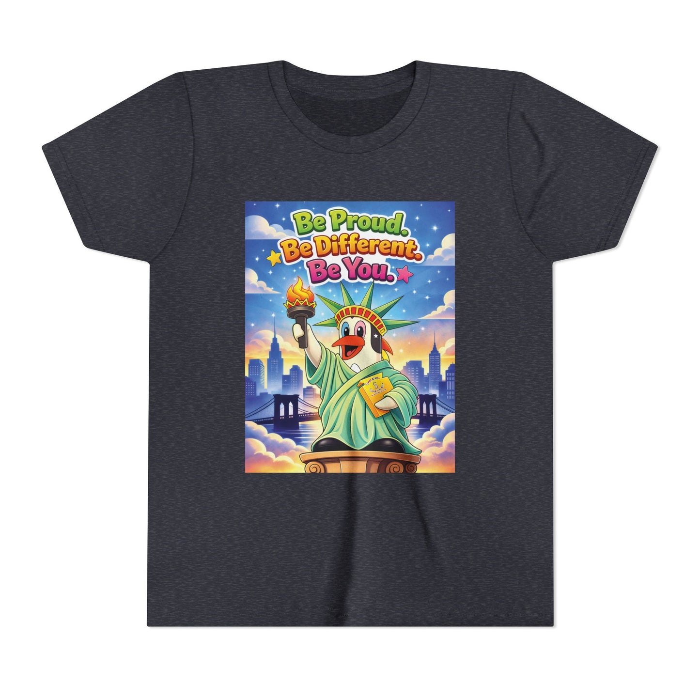 TuBz™M "Be Proud. Be Different. Be You." Kids T-Shirt - Inspirational Graphic Tee