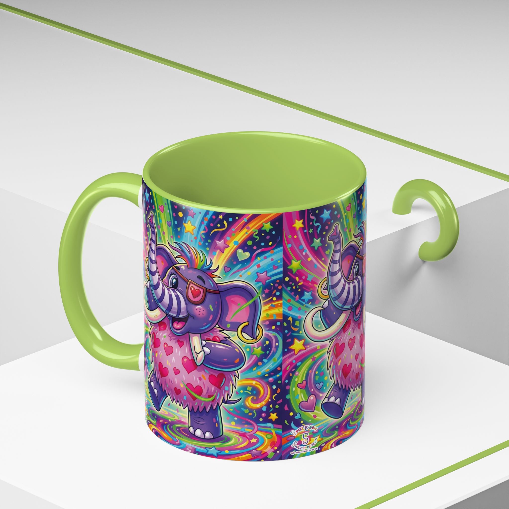 Piklez™ 11oz, 15oz Accent Coffee Mug – "Born to Celebrate!" Graphic | Smile Universe Collection