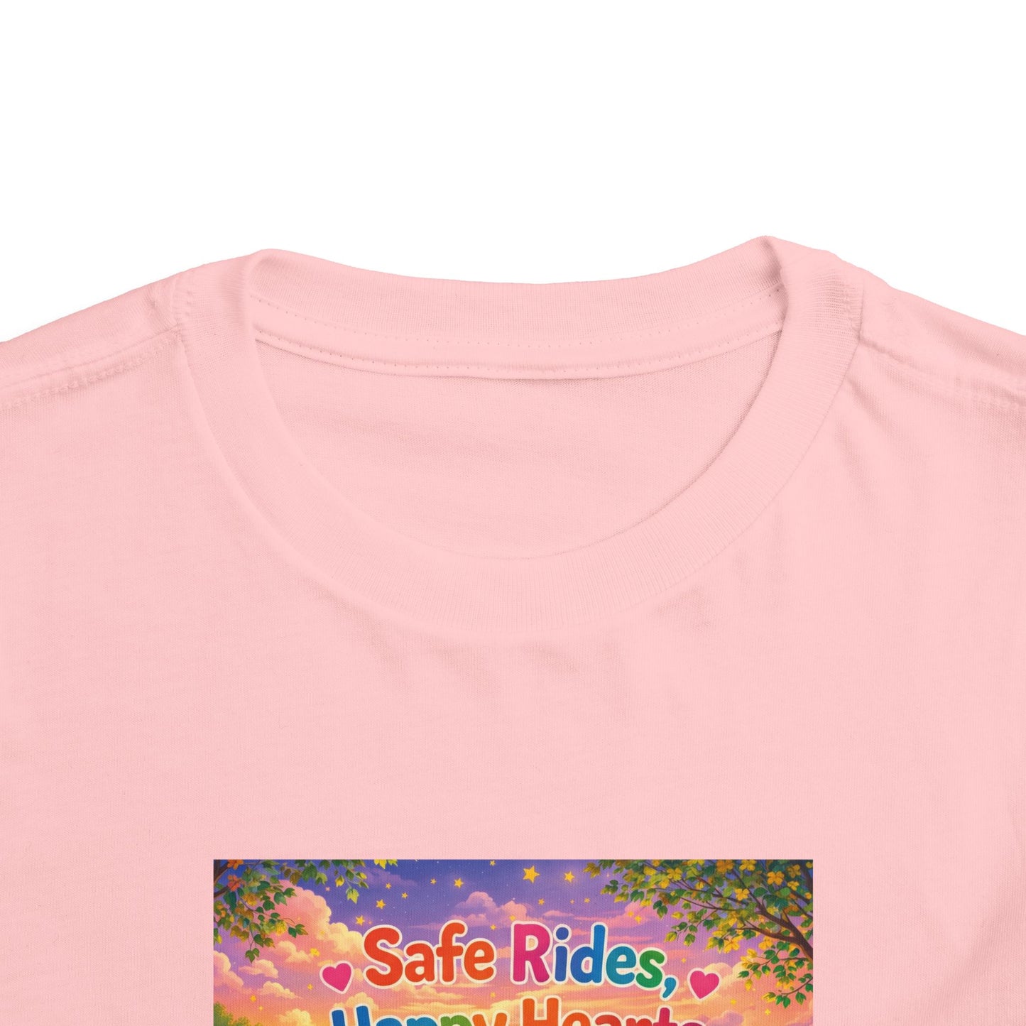 Lani™ Toddler Short Sleeve Tee – "Safe Rides, Happy Hearts" Graphic
